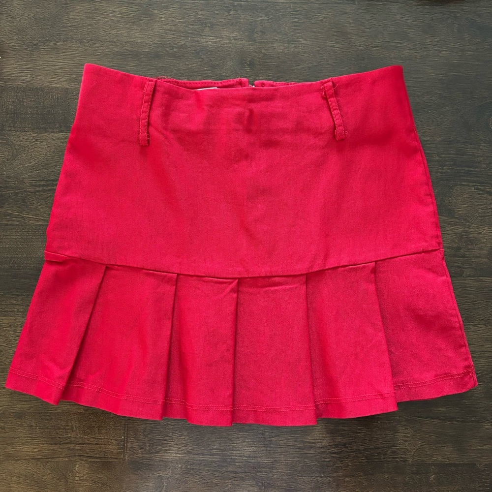 Papaya High Waist Pleated Mini Skirt